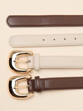 Lulus Wiley Brown And Ivory Two-piece Belt Set - Size One Size